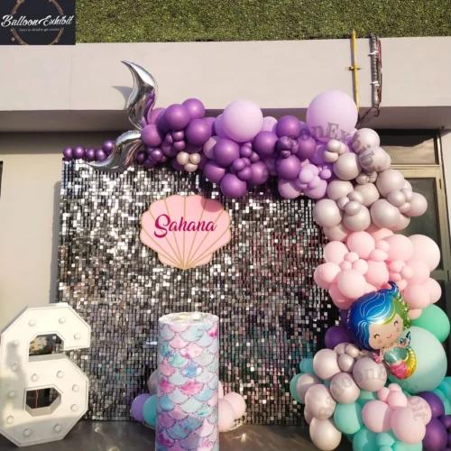 Mermaid Theme Silver Sequin Backdrop Decoration