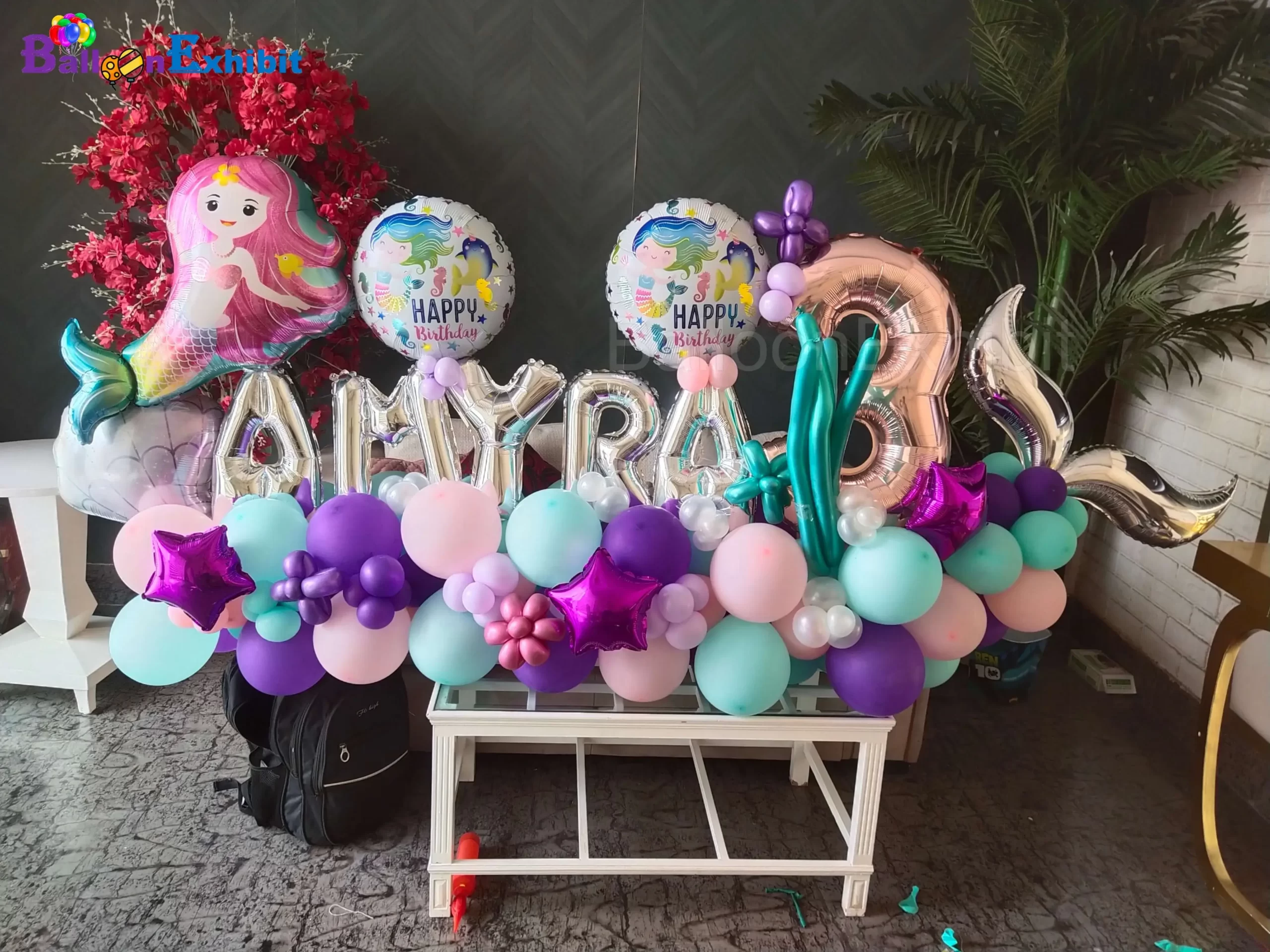 Mermaid Theme Happy Birthday Balloon Bouquet | Delhi NCR