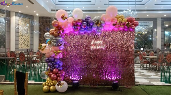 Rose Gold Sequin Backdrop for Birthday Party Decoration In Delhi. Noida, Gurgaon