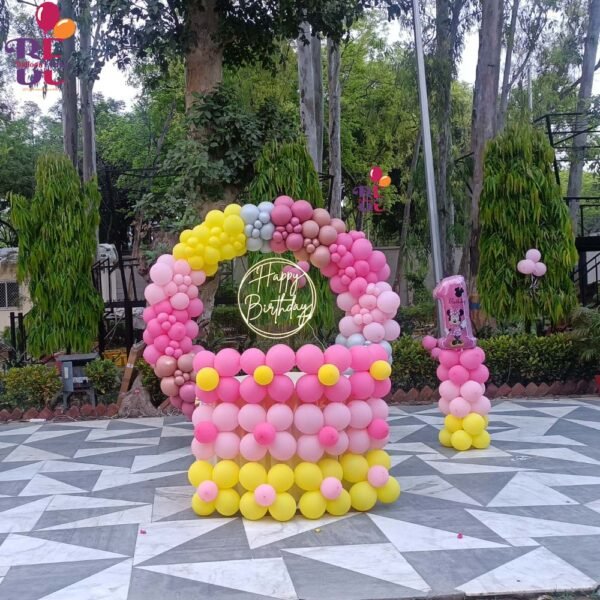 Colorful Balloon Decoration of Minnie Theme For Birthday