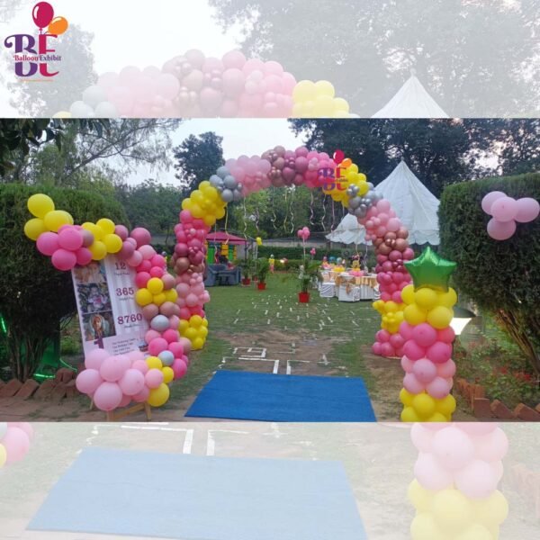 Colorful Balloon Gate Decoration of Minnie Theme For Birthday