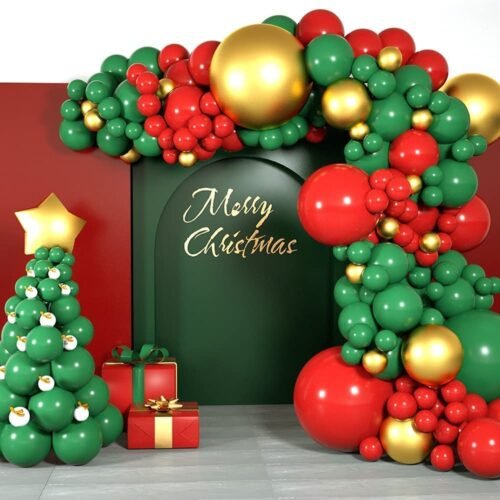 Red and green balloon decoration for christmas