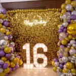 16th Birthday Decor Gold Sequin Panel