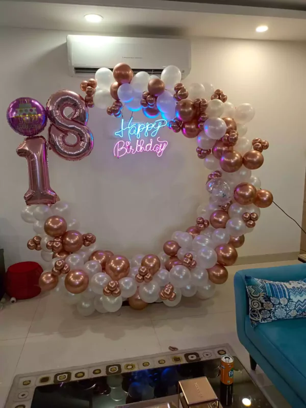 18th Birthday Balloon Ring Decoration at Home