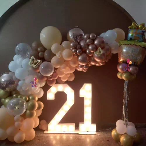 21st Birthday Balloon Room Decoration – Elegant & Festive