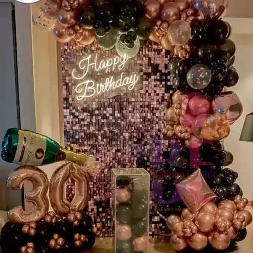 Glamorous 30th Birthday Rose Gold Sequin Panel Decor