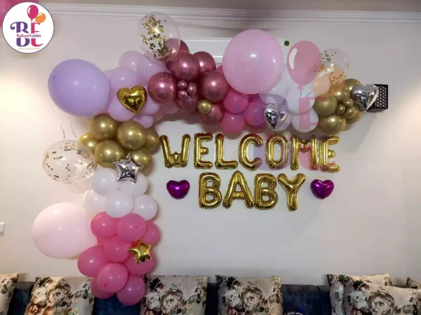 Baby Girl Welcome Balloon Decoration