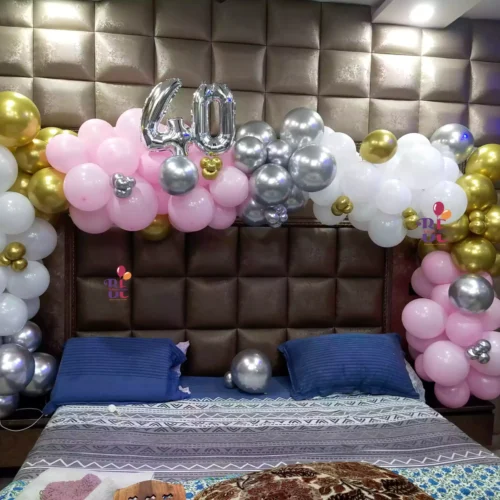 Stylish Birthday Balloon Decoration in Room