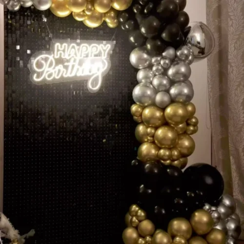 Elegant Black Sequin Panel Birthday Home Decor