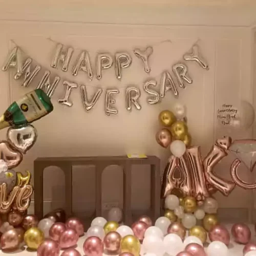 Happy Anniversary Balloon Decoration at Home