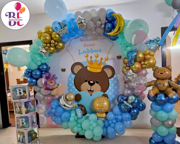 Welcome Baby Boy Teddy Bear theme At Home