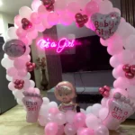 Welcome Baby Girl Ring Balloon Decoration at Home