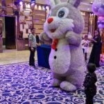 Fluffy Grey Bunny Rabbit Mascot for Birthday Party