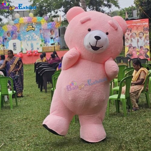 Pink Teddy Bear Mascot for Birthday Party