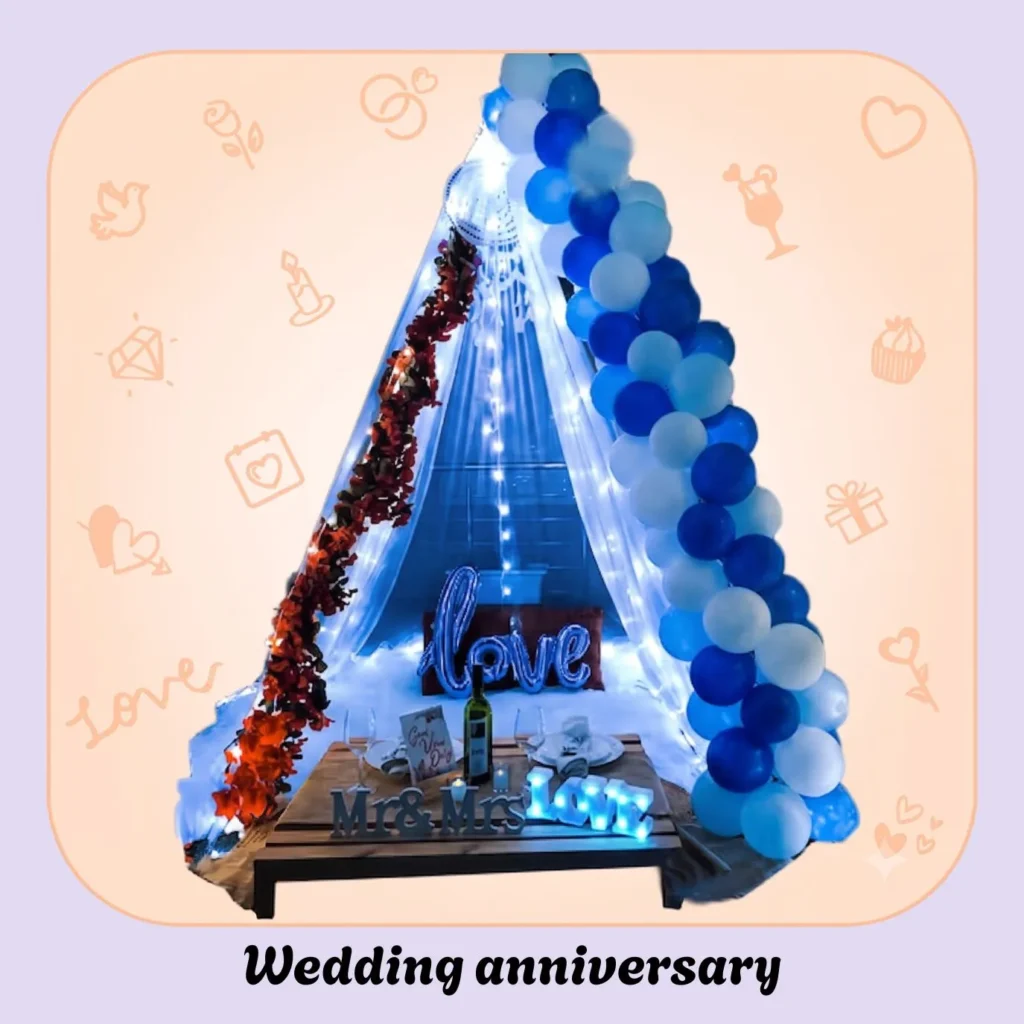 Wedding anniversary decoration with balloon