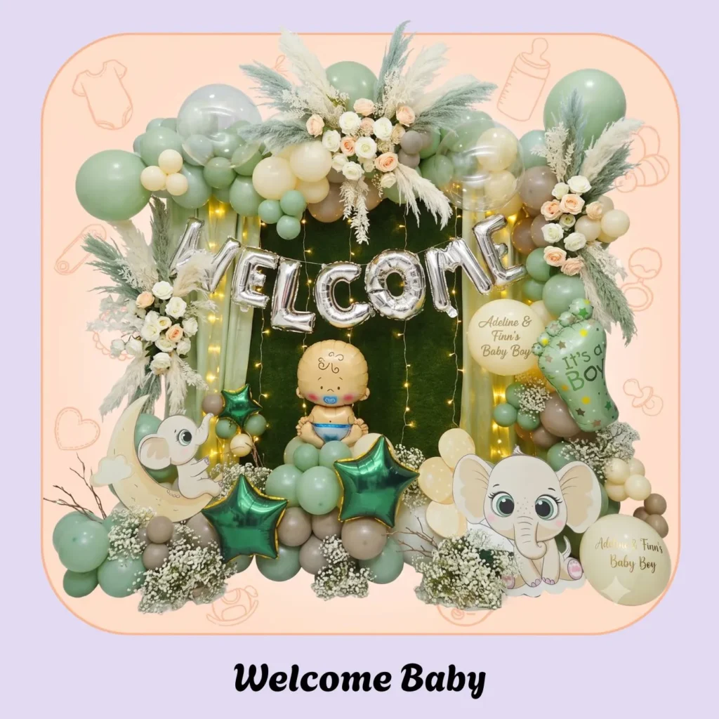 Welcome baby balloon decoration