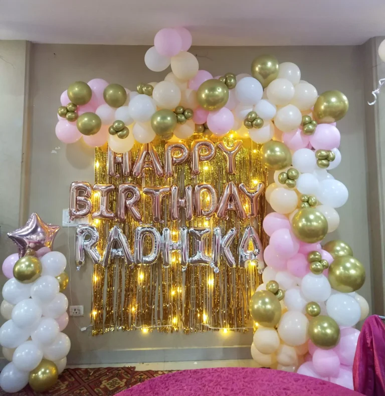 Elegant Pink Balloon Theme Birthday Decoration at Home